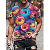 All Over Printed Donuts Pattern T-shirt For Kid Men's Clothing Funny Leisure Short Sleeve Tee Shirt Harajuku Street Food Tee