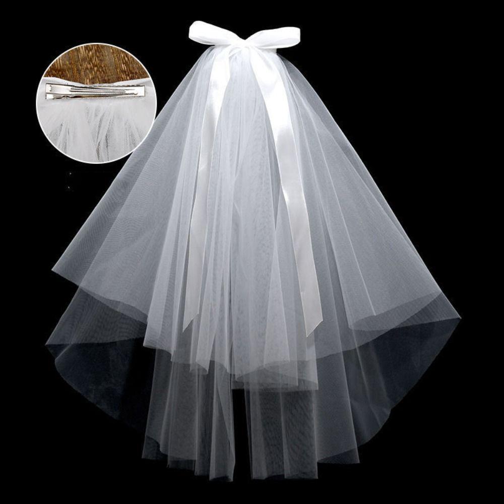 Flower Marry Veil Pearl Wedding Gauze Simple Bride Head Gauze Women