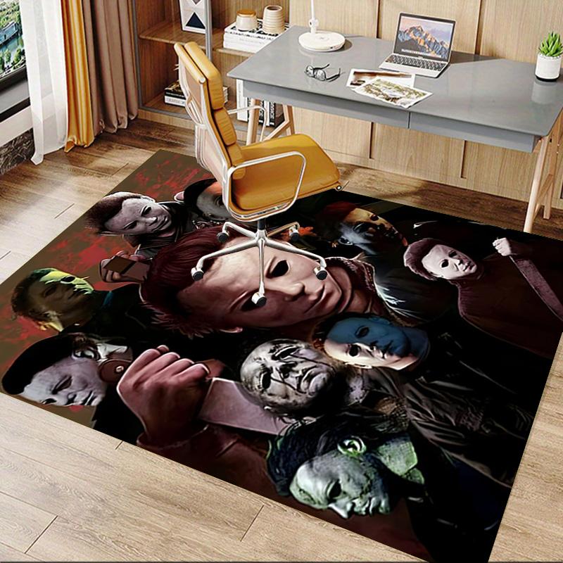Halloween Horror Icons Carpet For Playroom Bedroom Living Room Sofa Home Decorkids Game Area Rug Nonslip Floor Mat