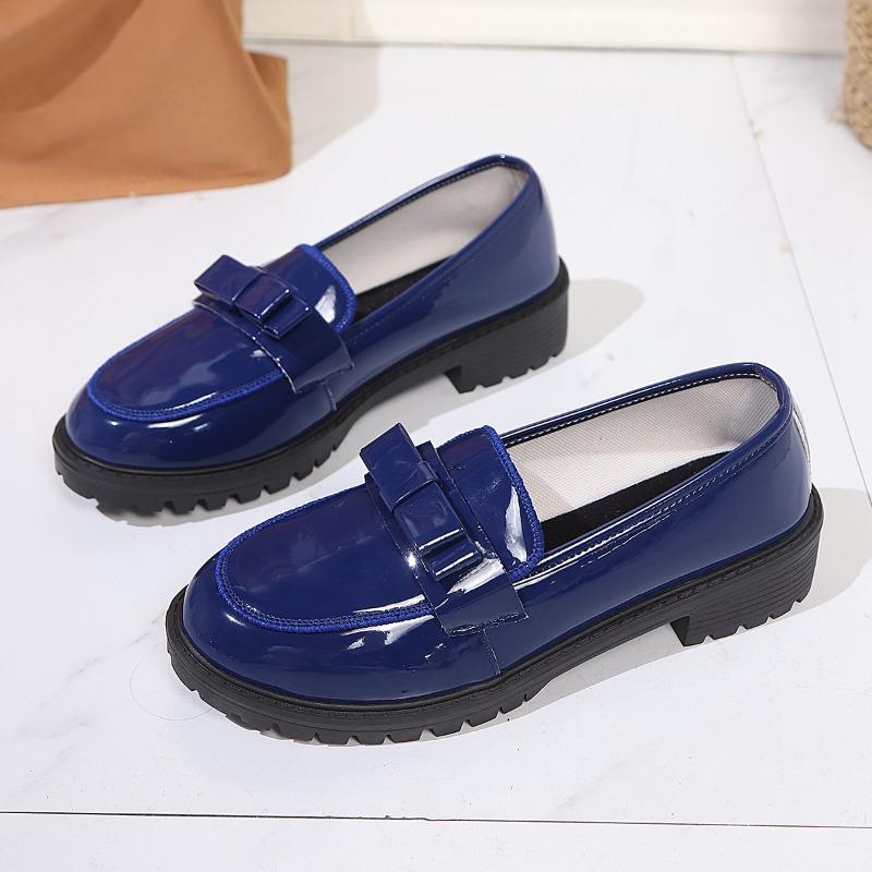 Модная женская обувь с круглым носком, на толстой подошве, на одну ногу, универсальная, новая весенняя кожаная обувь 2025 года, настоящие лоферы, трендовая