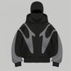 Men's Oversized Zip Up Hoodie Color Block Long Sleeve Hooded Sweatshirts Retro Jacket  Hoodie