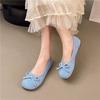 Leisure Flats Women Summer Casual Flock Slip On Round Toe Fashion Shoes for Women Solid Butterfly Knot Casual Shoes Plus Size