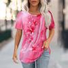 Women's Fashion Casual Floral Print Round Neck Short Sleeve T-Shirt Top