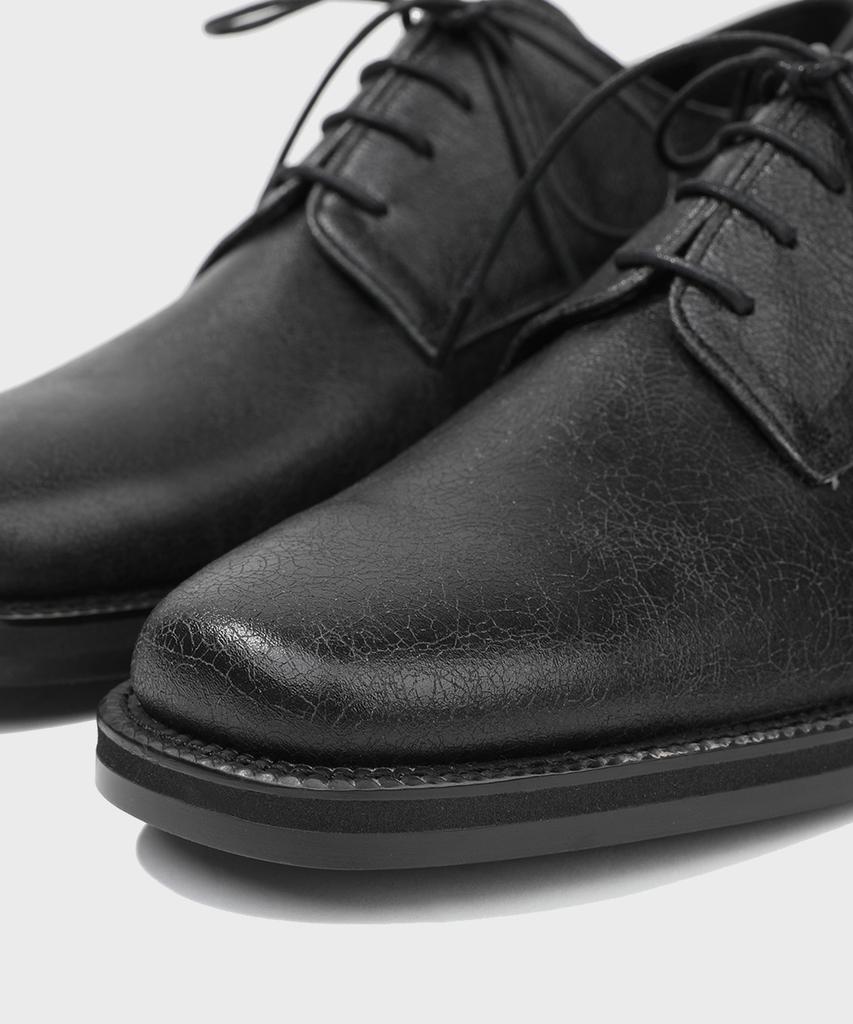Firenze Atelier [Vibram] Merlin_Минималистичные Полуквадратные Дерби 8430 [Трещиноватый Черный]