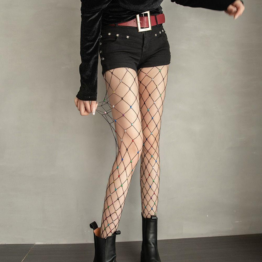 Star Accents Fishnet Pantyhose Sheer Mesh Stockings Sexy Party Hosiery Stage Performance