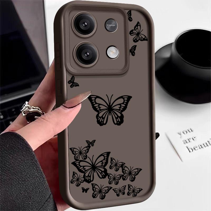 Fashion Butterfly Phone Shell For Xiaomi 13T 11T Pro Poco F6 Pro X6 M6 X5 Pro Redmi Note 13 12 11 10 Pro Max Shockproof Soft Matte Silicone Case Cover