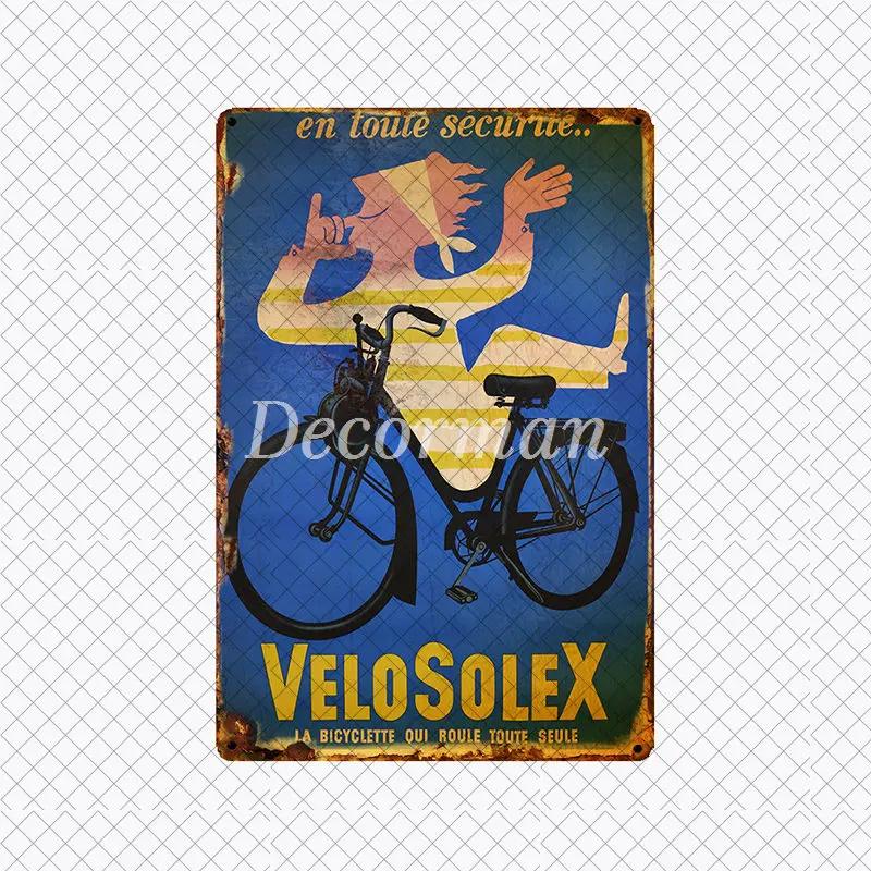 [ DecorMan ] VELO SOLEX Франция Велосипед Металлическая Вывеска Индивидуальная Настенная Постер Железная Картина ПАБ Комната Бар Отель Декор LTA-2033