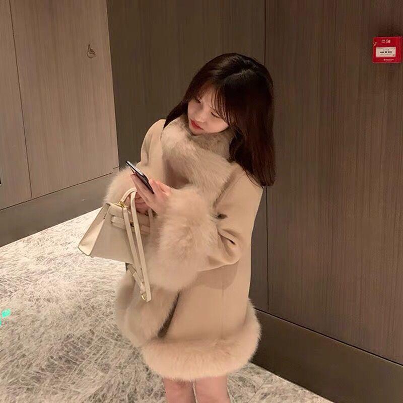 Утолщенная накидка, женская длинная шерстяная куртка, зимнее пальто в стиле пэчворк