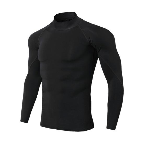 Мужской спортивный топ 3D Slim Fit с высокой эластичностью и воротником-стойкой, быстросохнущий, с длинными рукавами, облегающий, компрессионный, для коррекции фигуры, для бега, баскетбола, спортзала