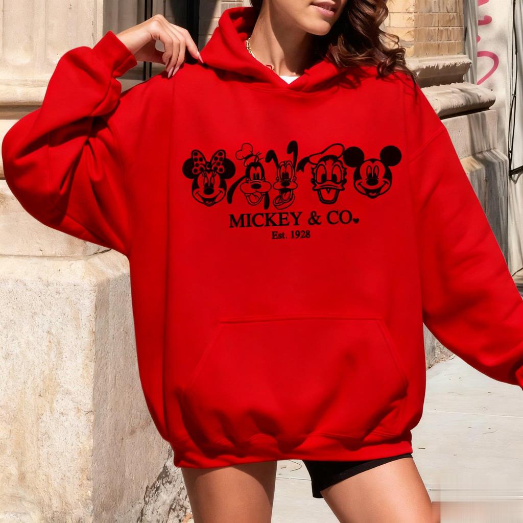 Унисекс Худи оверсайз с принтом Микки Мауса Disney для мужчин и женщин, уличная одежда, свободная повседневная толстовка, куртка, осенне-зимняя мода