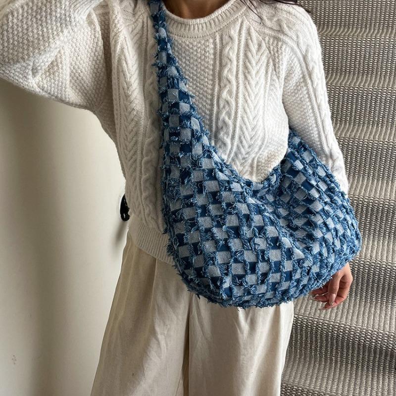 Модная джинсовая сумка через плечо новая ретро сумка-тоут повседневная ленивая сумка-тоут