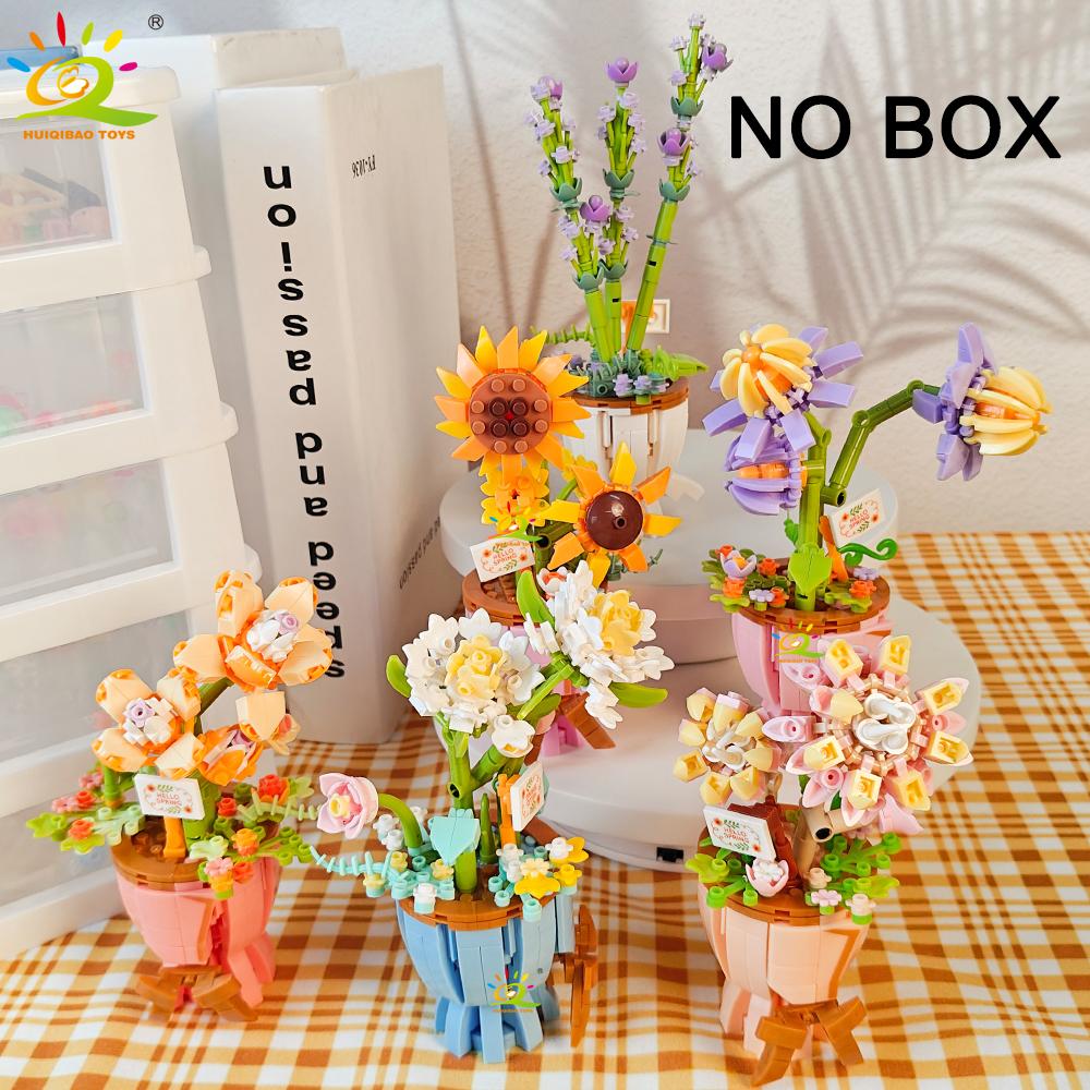 HUIQIBAO MOC Модель Цветка Микро Строительный Блок DIY Вечный Букет Украшение для Дома Стола Стола Растение Кирпич Подарок Девочке Детская Игрушка