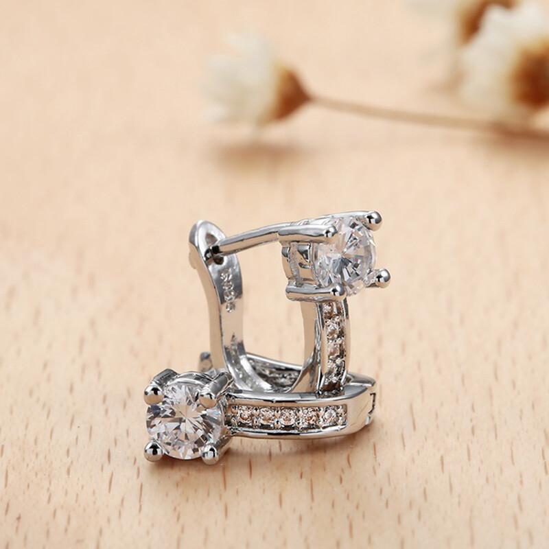 925 Silver Cubic Zirconia Zircon Hoop Drop Earrings for Women Wedding Jewelry