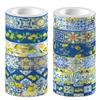 12Rolls Lemon Washi Tape Blue Tiles Printed Decorative Masking Tapes Summer Fruits Adhesive Stickers for Diary Album
