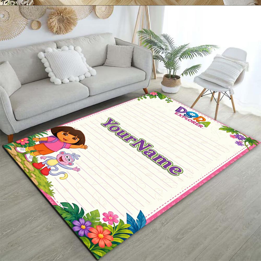 Dora Explorer Customizable Name Floor Rug Office Rug Suitable for Study room Hallway Decorate room Balcony Anti-slip Rug Anime Office Decor