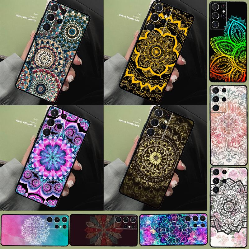 Flowers Mandala Floral Phone Case For Samsung Galaxy S24 Ultra S9 S10 S20 S22 S21 Plus S23 FE S25 Ultra Full Cover