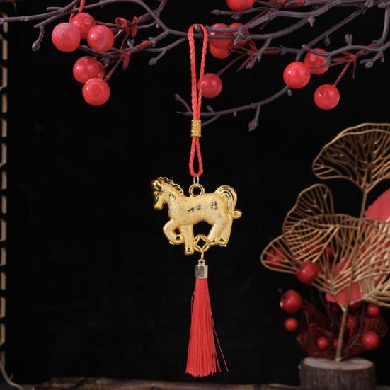 2026 Украшение Лошадь Украшение на Китайский Новый год Год Лошади Животное зодиака Кисточки Подвески для бонсай Зеркало заднего вида автомобиля