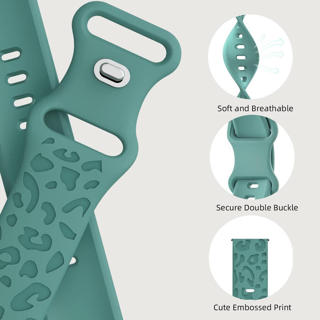 Ремешок с леопардовой гравировкой 20 мм, 22 мм для Samsung Galaxy Watch 6, 5, 4, 40 мм, 44 мм, силиконовый милый ремешок Gear S3 6, классический, 43 мм, 47 мм, Active 2