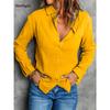 Elegant Women Lapel Long Sleeve Loose Fit Shirt Solid Casual Plus Size Cotton Linen Blouse
