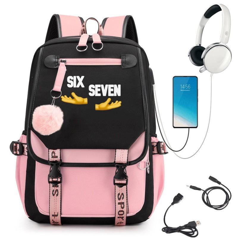 Stylish Cartoon Print Backpack High School Students - Breathable Waterproof Canvas Daypack With Padded Air Cushion Straps