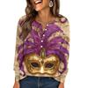 Женская модная свободная повседневная блузка с длинным рукавом и карнавальным принтом