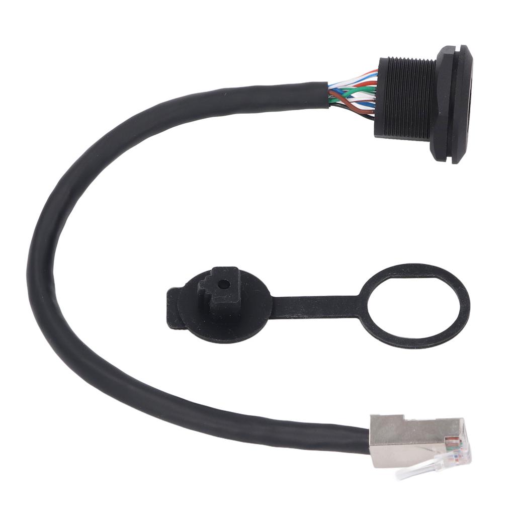 RJ45 Panel Mount Coupler Water Proof 8 Pin Female To Male Industrial Extension Cable with Dustcap 0.