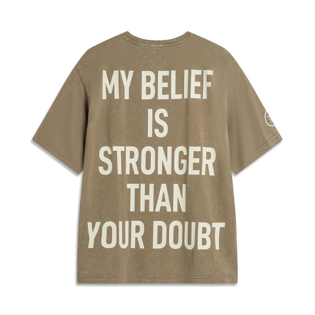 Футболка с коротким рукавом Li Ning Wade Series Character Letter, удобная, универсальная, дышащая, мужская, цвет какао-коричневый AHSU163-7