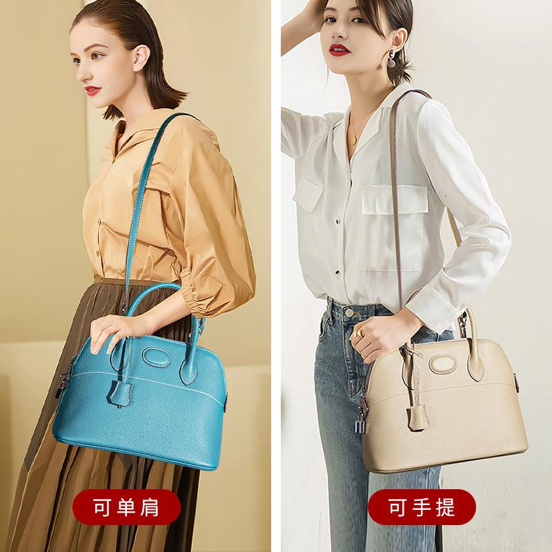 New Original First-layer Cowhide Fashion Temperament Shoulder Bag, Genuine Leather Large-capacity High-end Portable Shell Bag for Women