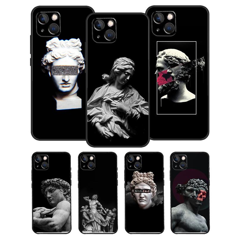Греческая эстетика Гипсовая статуэтка Чехол для телефона Для iPhone 17 Pro Max 14 13 12 11 15 16 Pro Max mini 15 16 Plus 16e Задняя крышка
