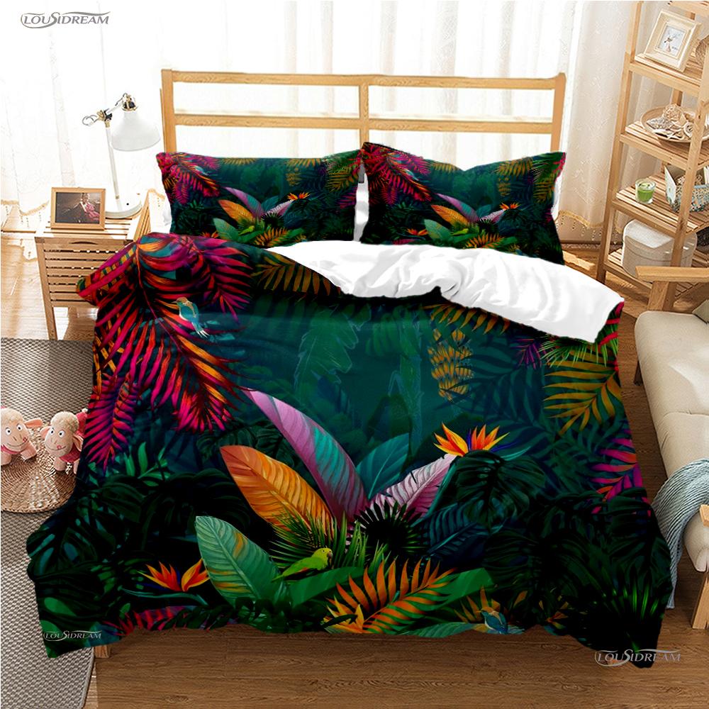 Tropical Leaf Casal All Season Duvet Cover Comforter Bedding Sets Soft Quilt Cover and Pillowcases Boys Single/Double/Queen/King