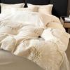 Four-piece Set of Embroidered Thickened Thermal Fleece Quilt Cover Sheets and Bedding