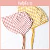 Plaid Double Sided Baby Bucket Hat Summer Cotton Infant Sun Visor Cap Korean Solid Color Reversible Kids Fisherman Caps Bonnet