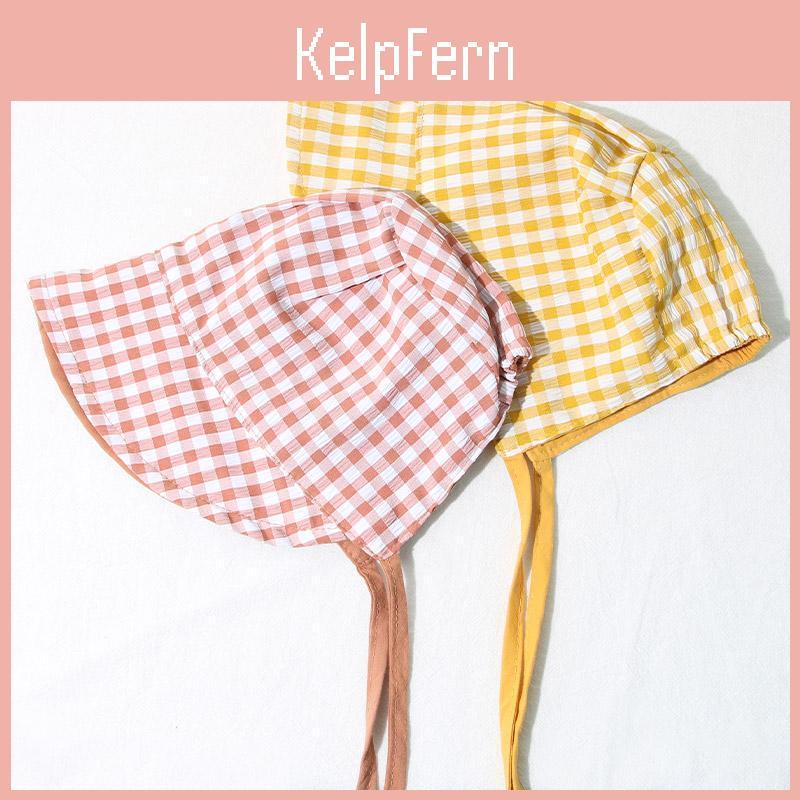Plaid Double Sided Baby Bucket Hat Summer Cotton Infant Sun Visor Cap Korean Solid Color Reversible Kids Fisherman Caps Bonnet