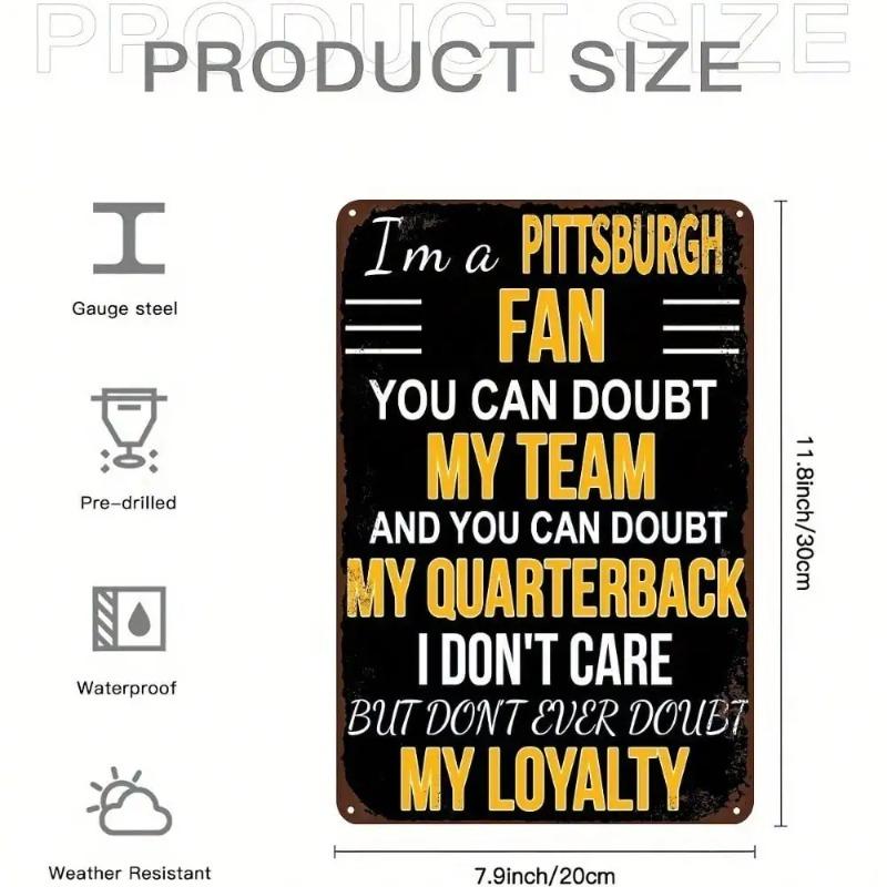 Винтажный металлический настенный знак Pittsburgh Sports Декор для фанатов Командная гордость