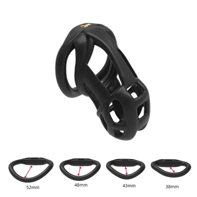 LUST Chastity Men's Lock Chaste Vessel Black Light Pvc Penile Ring Snap Ring Multi Size Cage SM Sex Toys BDSM 3D Invisible Lock