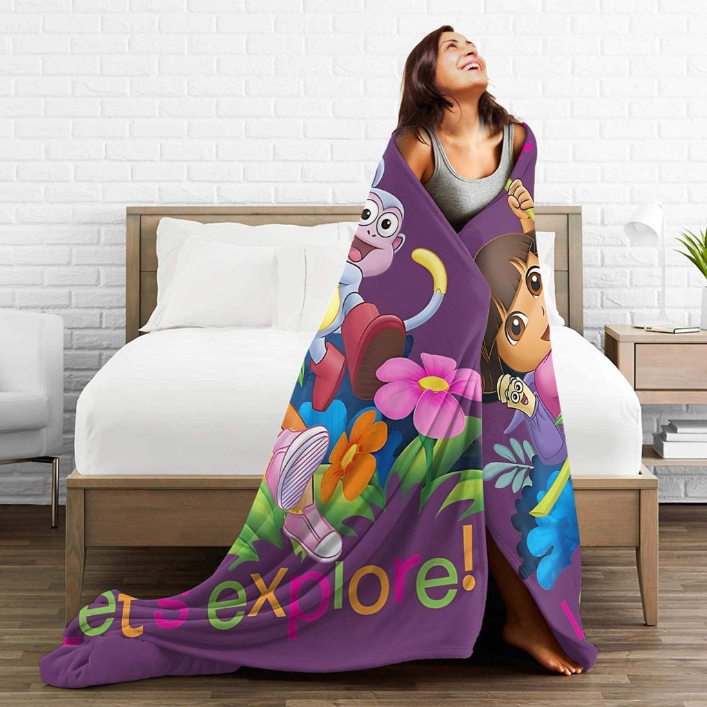 Super Warm Blanket Decorative Dora The Explorer Bedding Throws Flannel Bedspread For Couch Chair Sofa Bed Sofa Bed Cover