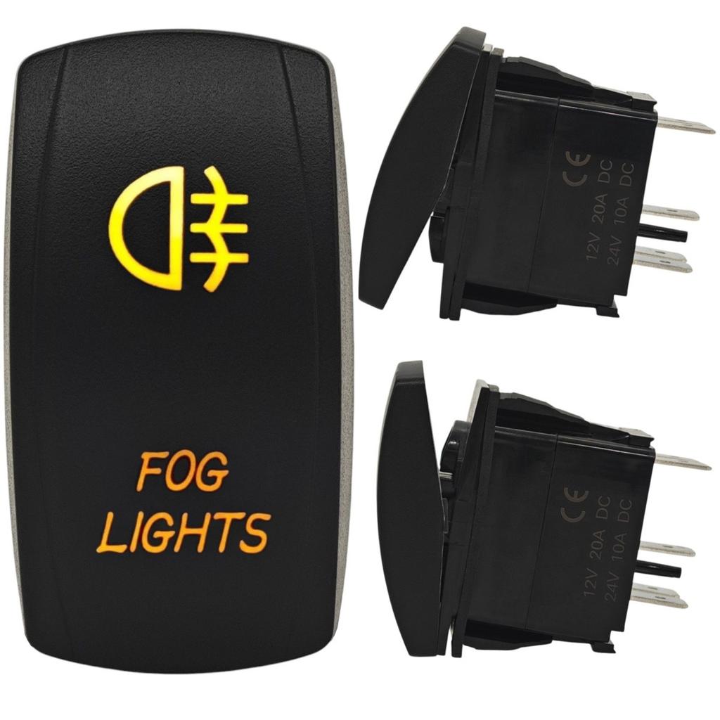 2 Pcs Fog Light Switch 12-24V On/Off, LED Latching Button