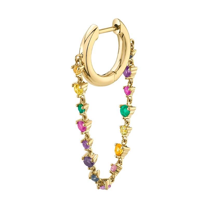 1 шт., серьги-кольца из стерлингового серебра 925 пробы с пряжкой для ушей, серьги-кольца для женщин, радужные индивидуальные серьги, женские ювелирные изделия