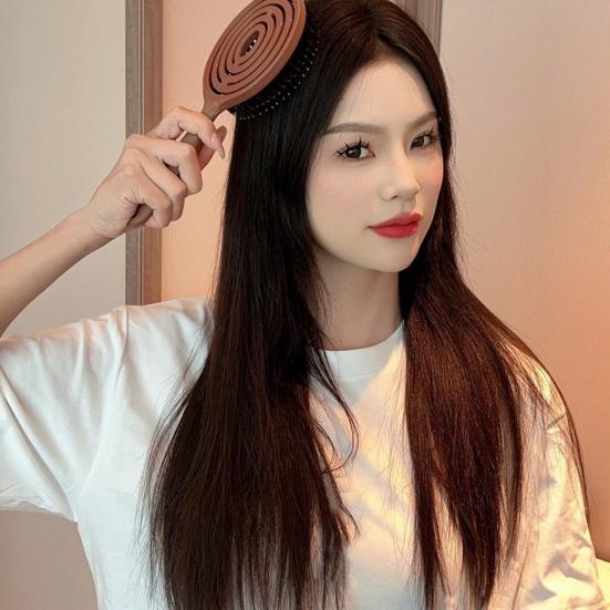 Vented Round Bristle Brush Ergonomic Handle Anti-Static Scalp Massage Brush Men Women Thin Thick Curly Long Hair Quick Drying Voluminous Styling Comb