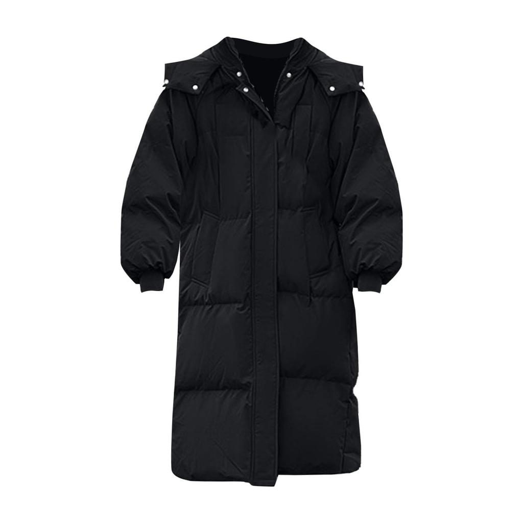 Women's Solid Color Thick Loose Long Over The Knee Padded Coat Bread Coat
