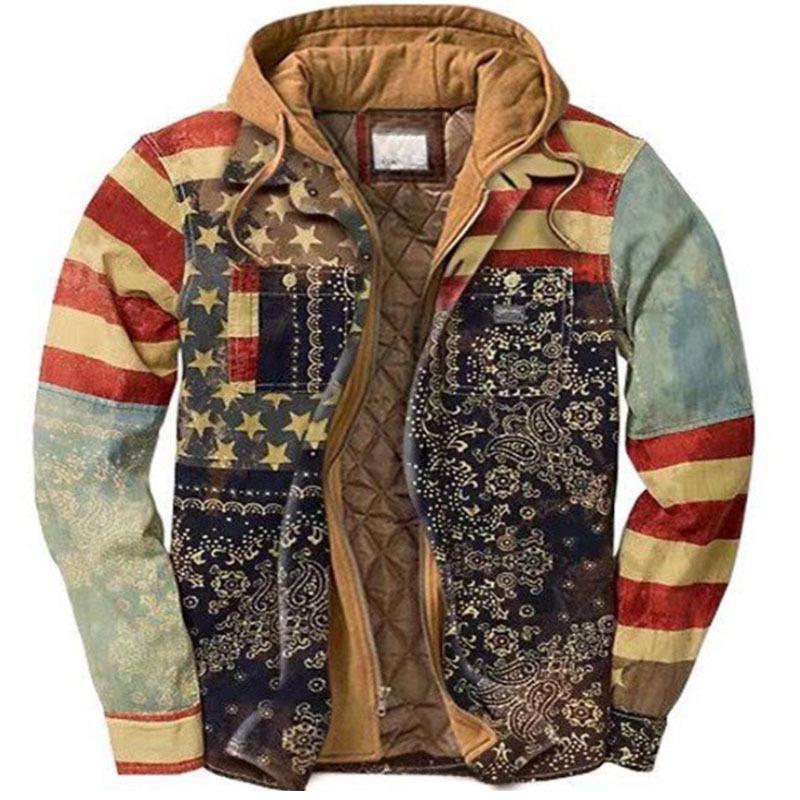 Мужская хлопковая куртка с капюшоном в европейскую и американскую клетку - стиль осень/зима