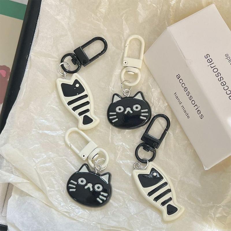 Брелки для ключей Kawaii Cartoon Key Ring для женщин Cute Resin Fish Cat Charms Keyring Fashion Accessories Jewelry Gifts