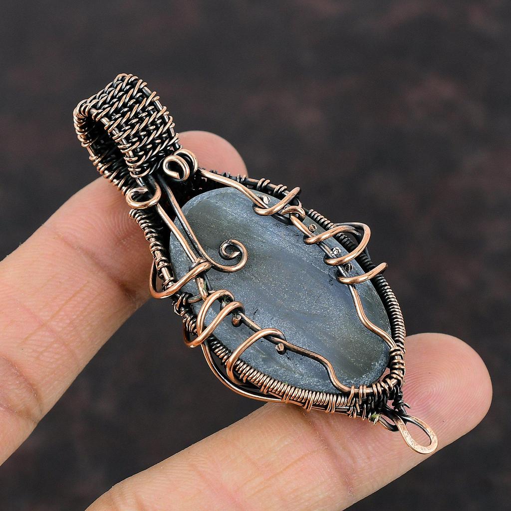 Титановый кулон-друзи, кулон из медной проволоки, кулон, ювелирные изделия ручной работы, кулон с драгоценным камнем, медная проволока, дизайнерский кулон, подарок для мамы