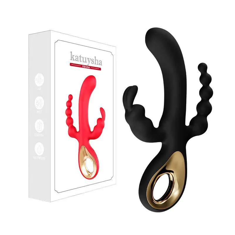 3 в 1 фаллоимитатор кролик вибратор для женщин G-Spot оргазм мастурбатор анальная пробка стимулятор клитора женская мастурбация секс-игрушки 18