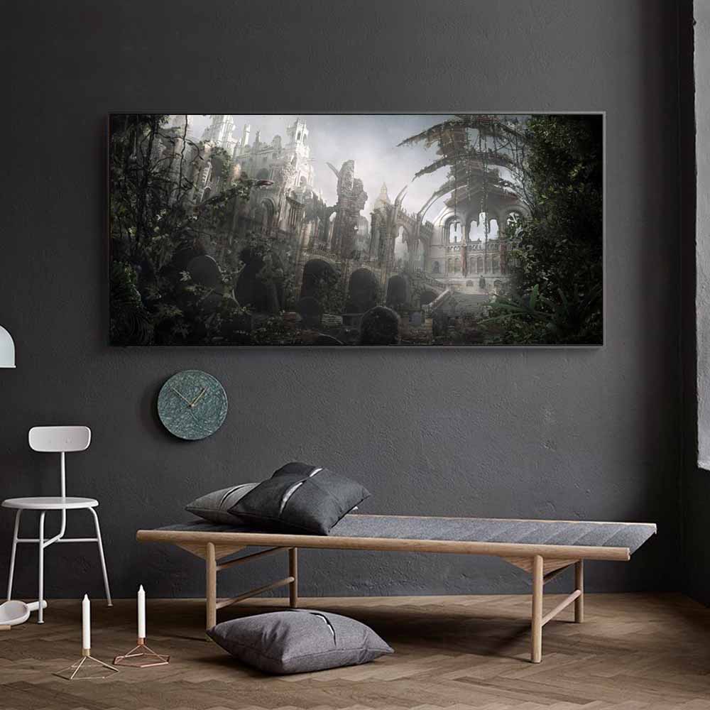 Пейзаж картина маслом заброшенный замок анимация искусство холст картина гостиная коридор офис украшение дома фреска без рамки
