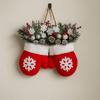 Со светодиодной подсветкой Рождественский венок из варежек Искусственные ягоды Рождественская гирлянда на дверь Новый год