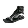 Men Roman Sandals Black White Leather Gladiator Sandals Outdoor Summer Roman Sandals for Men Peep Toe Open Toe Beach Shoes
