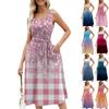 Летние платья для женщин 2024, пляжные свободные с круглым вырезом, без рукавов, миди-трапеции, распашное платье, сарафаны с карманами