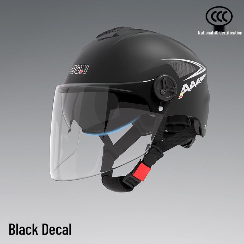 Certified Dual-Lens Electric Motorcycle Helmet for Men and Women - Summer Sun Protection Safety Half Helmet for Scooters