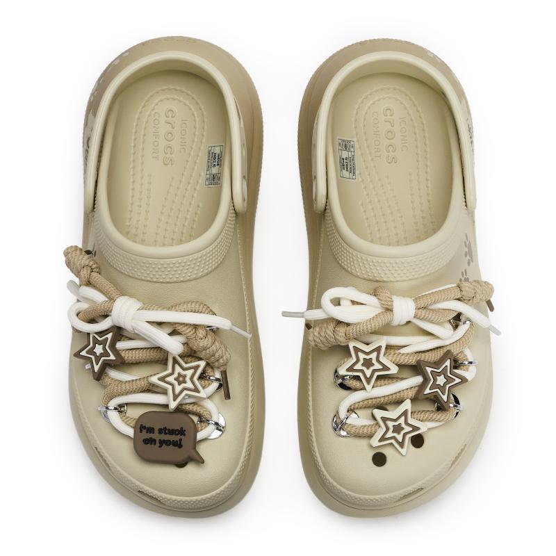 Crocs Crush Clog REGO Хот-дог Медведь Горшочек с медом Отпечаток лапы Милый Звезда Наступил на какашку Ощущение Дырявая обувь Унисекс Кость Белый Коричневый